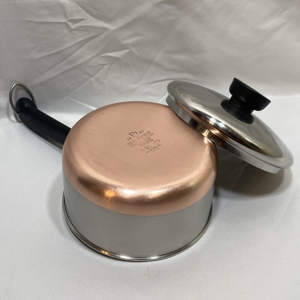 Revere Ware 1 Qt Quart Copper Bottom Sauce Pan & Lid Clinton 79 Stainless Steel